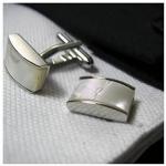 White C Moon Shell in Silver setting Cufflinks.jpg